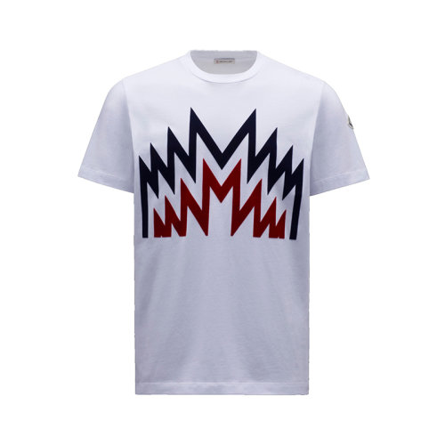 Moncler/蒙克萊 22年秋冬新款 男士光學白色純棉印花圖案短袖T恤H20918C000068390T001