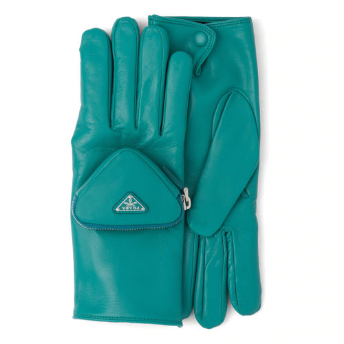 PRADA/普拉達(dá)  男士孔雀藍(lán)色軟羊革手套2GG137_2DWZ_F0363