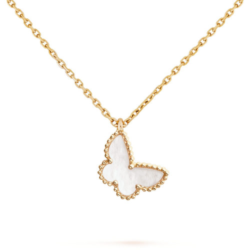 Van Cleef & Arpels/梵克雅寶 Sweet Alhambra 女士白色珍珠母貝蝴蝶金鏈項鏈 VCARF69300