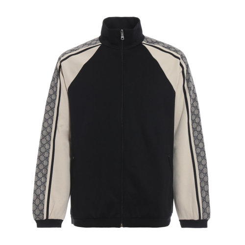 GUCCI 古馳 男士 服裝  立領(lǐng)黑黃拼接休閑運(yùn)動(dòng)上衣外套夾克