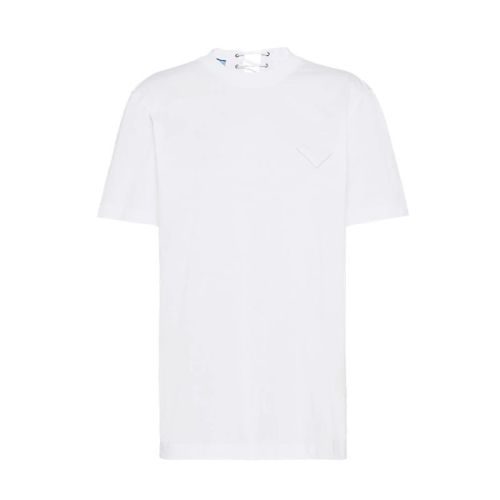 PRADA/普拉達(dá) 22年早春新款 女士白色平紋針織棉質(zhì)短袖T恤3593A_ILK_F0009_S_221