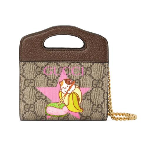  GUCCI古馳 22年秋冬 女士 Bananya印花迷你手提包 701066 U2ZAG 8679