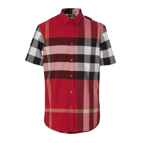  BURBERRY/博柏利 男士紅色棉質(zhì)短袖襯衫 8020856 PLFSX
