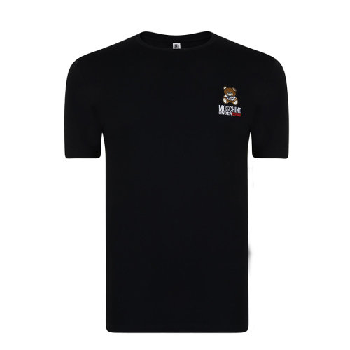  MOSCHINO/莫斯奇諾 黑色棉質(zhì)刺繡泰迪熊logo男士短袖T恤 A1905 8133 555
