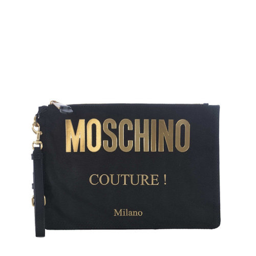  MOSCHINO/莫斯奇諾  女包 品牌字母 黑色拉鏈封口女士手拿包 B840782051555黑色