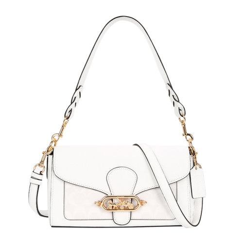 COACH/蔻馳 【奧萊款】女士拼色PVC配皮馬車(chē)金屬徽標(biāo)鎖扣酒神包腋下包單肩包斜挎包手提包女包 F90782多色可選