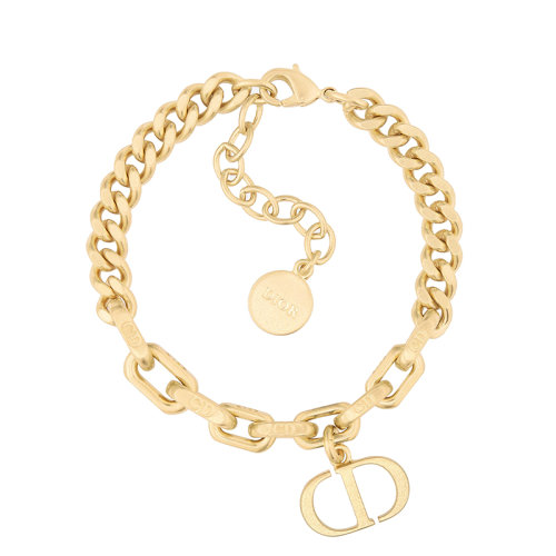 Dior/迪奧 22春夏新款30 MONTAIGNE系列 女士金色飾面鍍金大小拼接鏈條CD吊飾手鏈 B1577MTGMT_D300