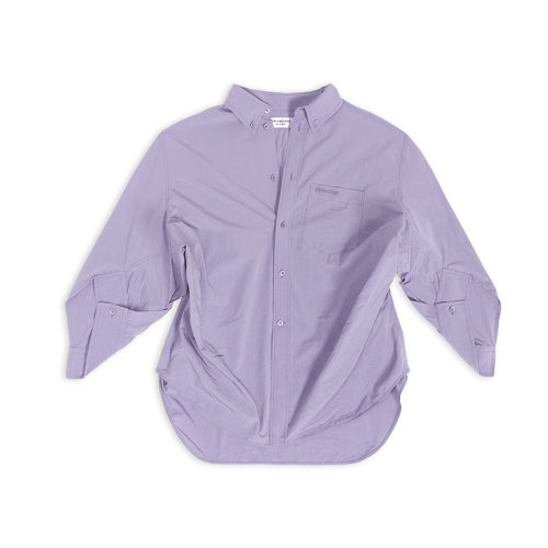 Balenciaga/巴黎世家 22年秋冬新款 女士丁香紫色棉/聚酰胺混紡飾有同色刺繡LOGO圖案長袖襯衫671663TMO375310