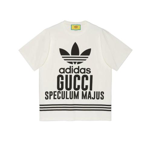  GUCCI古馳 22年秋冬 男士 adidas x Gucci聯名系列針織棉T恤 616036 XJEW1 9095