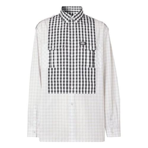  BURBERRY/博柏利 男士拼色棉質(zhì)長袖襯衫 45630481 PLFSX