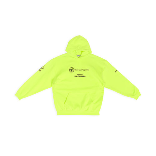 Balenciaga/巴黎世家 22年秋冬新款 WFP系列 女士熒光黃色純棉中重抓絨藝術(shù)畫印花連帽衫衛(wèi)衣578135TMVL17110