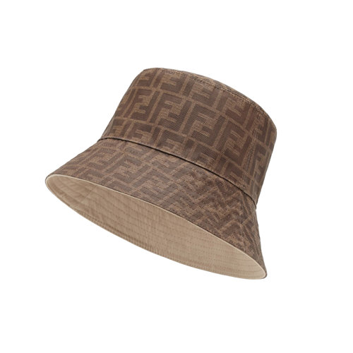 FENDI/芬迪 22年春夏新款 男士米色/棕色棉質(zhì)混紡高科技布料材質(zhì)經(jīng)典老花圖案雙面漁夫帽FXQ200A2NPF17I9