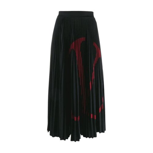 Valentino/華倫天奴 19年秋冬 高腰 女性 長裙 字母V 女士半身裙 SB3MD00Y4TJ 43K BLACK/RED