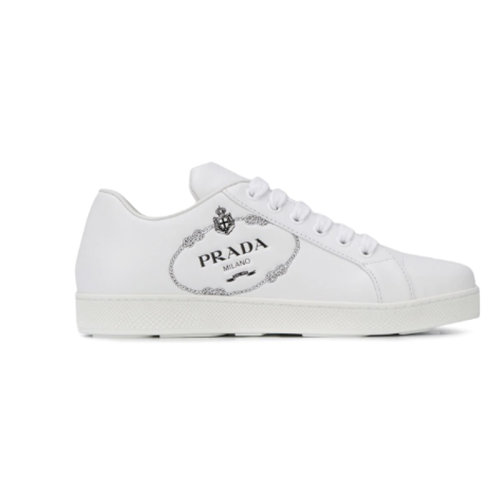 PRADA/普拉達 女鞋女士白色皮革時尚百搭品牌字母休閑運動鞋 1E950L_3K92_F0964