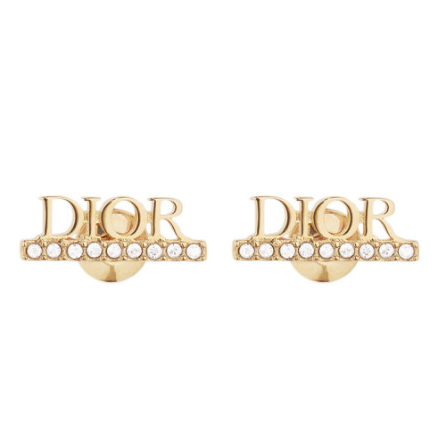 DIOR/迪奧 DIO(R)éVOLUTION系列 女士金色徽標(biāo)字母白色結(jié)晶點綴耳環(huán)E1456DVOCY_D301