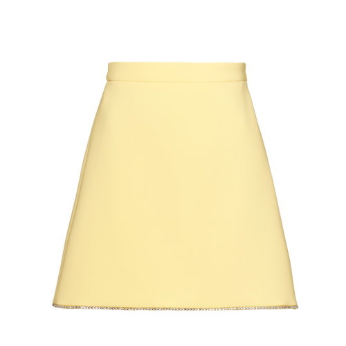 MiuMiu/繆繆 淺黃色 女士仿水晶裝飾半身裙 MG1345_1LW6_F0901