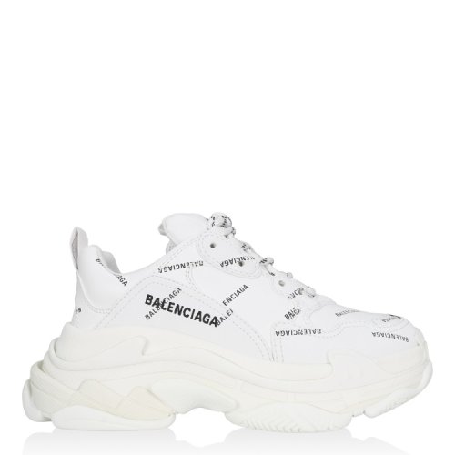 Balenciaga/巴黎世家  女鞋 品牌字母LOGO裝飾 女士白色皮革經(jīng)典時(shí)尚低幫系帶休閑運(yùn)動鞋  524039W2FA19010