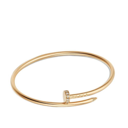 CARTIER/卡地亞 經(jīng)典JUSTE UN CLOU系列 小號18K金黃金鑲嵌鉆石釘子手鐲B6066117