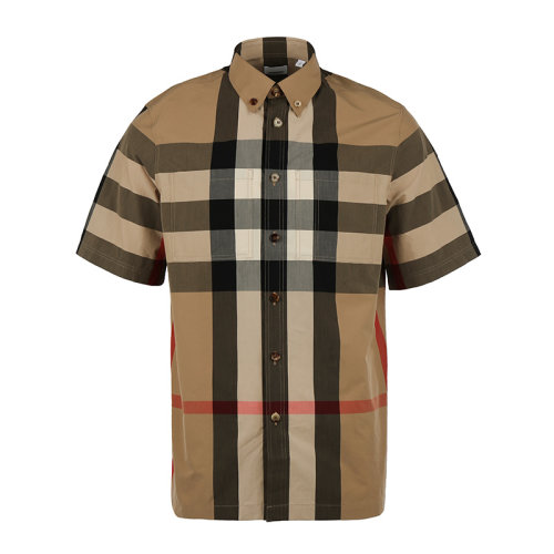 BURBERRY/博柏利21新品經(jīng)典格紋棉質(zhì)寬松男士短袖襯衫8042836