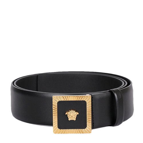VERSACE 范思哲 男士 黑色美杜莎頭像牛皮金色扳扣時尚腰帶 男士腰帶 DCU7325-DBTV3-D41OT