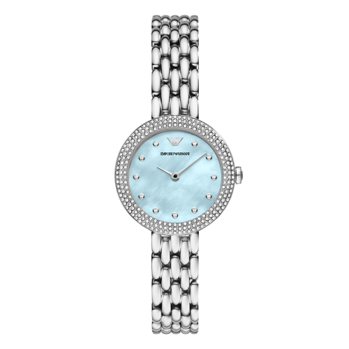 Emporio Armani/安普里奧阿瑪尼 鋼制表帶文琪同款輕奢歐美表貝母石英女士腕表 生日禮物送女友 AR11460
