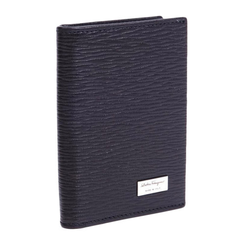 Salvatore Ferragamo/菲拉格慕 男士牛皮黑色紋路黑色壓線名片夾卡包 66-7063-PCNERO（99新未使用）