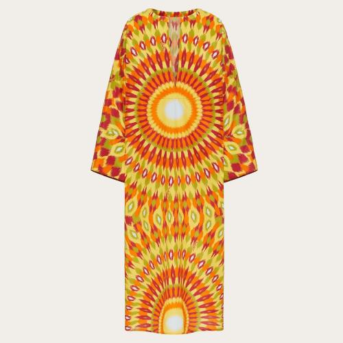  VALENTINO華倫天奴 22年秋冬 女士 連衣裙 ROBE MIDI EN POPELINE a IMPRIMé ROUND RAIN 1B3V