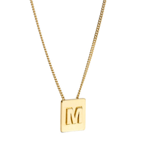 CELINE/賽琳 經(jīng)典款A(yù)LPHABET系列 男女同款金色飾面黃銅字母M墜飾項(xiàng)鏈46N0M6BRA.35OR