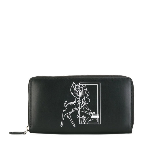 Givenchy/紀(jì)梵希中性款式牛皮黑色小鹿印花長(zhǎng)款拉鏈錢包