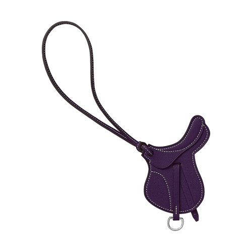 HERMES/愛馬仕 女士紫色小牛皮馬鞍包包配件H075351CA5L