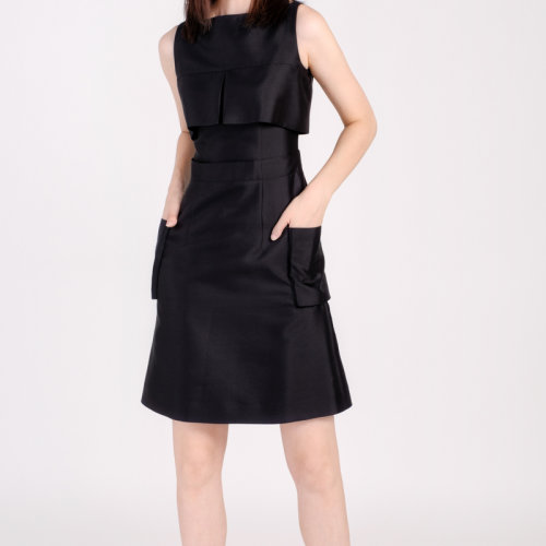 bifubyxingchen/彼伏黑色絲毛幾何圖形女士連衣裙