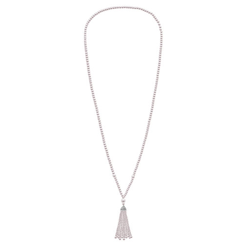 zhuella/珠艾樂 日本akoya海水珠 18K金鉆石吊墜頭 流蘇毛衣鏈項(xiàng)鏈吊墜