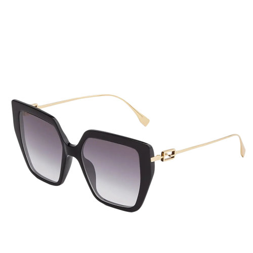 FENDI/芬迪 女士煙灰色鏡片和金色金屬鏡架方形Baguette太陽(yáng)鏡FOL005V1WF02N1