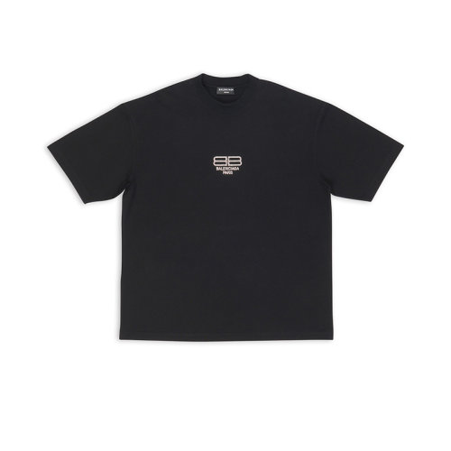 Balenciaga/巴黎世家 22年秋冬新款 男士黑色純棉水鉆Logo短袖T恤612966TMVP21073