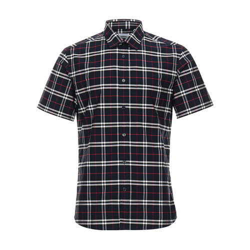 BURBERRY/博柏利  巴寶莉男裝  男士海軍藍(lán)棉質(zhì)經(jīng)典時(shí)尚格紋短POLO 80209641