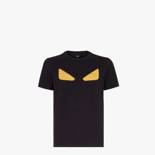  FENDI芬迪 22年秋冬 男士 短袖T恤 Bag Bugs黑色棉質(zhì)T恤 FY072294TF0QA1