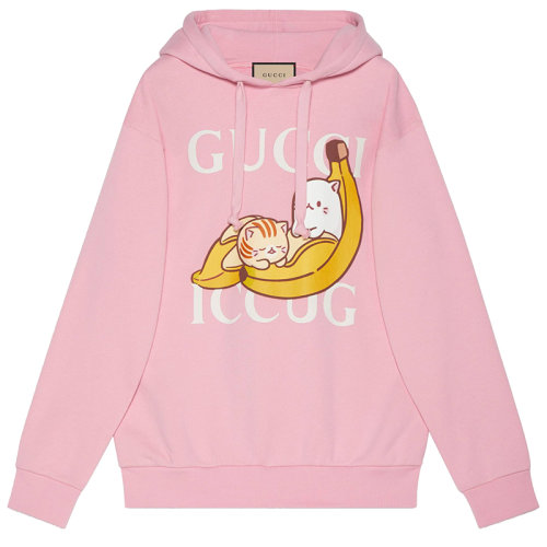 預(yù)訂1周 GUCCI/古馳女士Bananya x Gucci女士粉色棉質(zhì)連帽衫615061XJDL55904