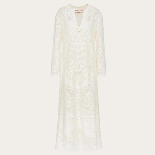  VALENTINO華倫天奴 22年秋冬 女士 連衣裙 ROBE CAFTAN EN DENTELLE DE COTON V?GOLD XB3VAYD