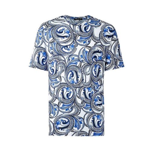  VERSACE/范思哲 男士藍(lán)白色棉質(zhì)短袖T恤 A76113 1173 A74P PLFSX