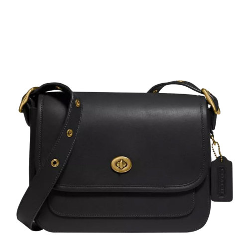 COACH/蔻馳  Rambler系列女士純色皮革金屬C字徽標(biāo)旋扣開合翻蓋包單肩包斜挎包小方包盒子包女包 89127 多色可選