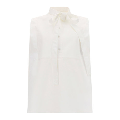 Valentino/華倫天奴 女裝  時(shí)尚 國(guó)語(yǔ)領(lǐng)蝴蝶結(jié)白色上衣 VB3AE5R15DN0BO