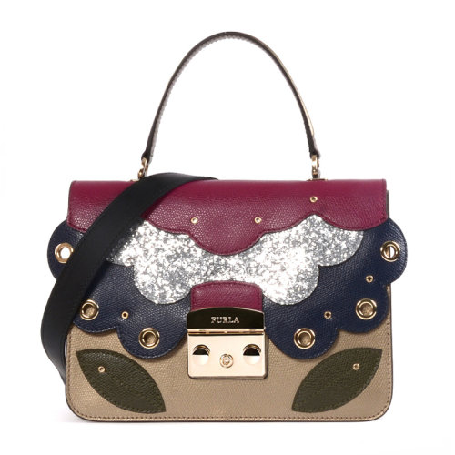 FURLA/芙拉 女士牛皮香檳色蝴蝶樣式手提單肩包斜挎包果凍包 女包