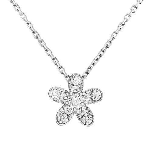 Van Cleef & Arpels/梵克雅寶 經(jīng)典Socrate系列 18k金白金鑲嵌鉆石五瓣花朵吊墜VCARG44200