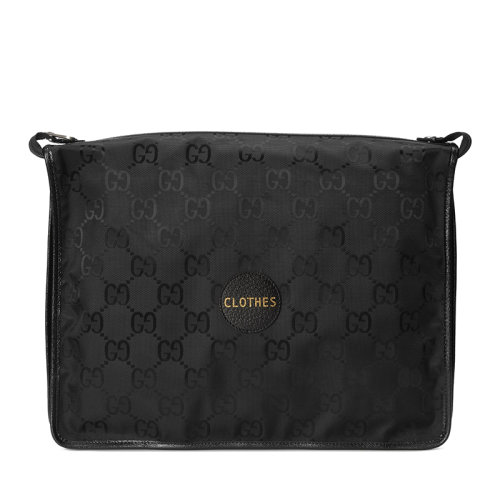 GUCCI/古馳 22早春新款Off The Grid系列 男士大號黑色再生尼龍拼皮暗紋老花手拉鏈開合旅行包674803UKDLN1000