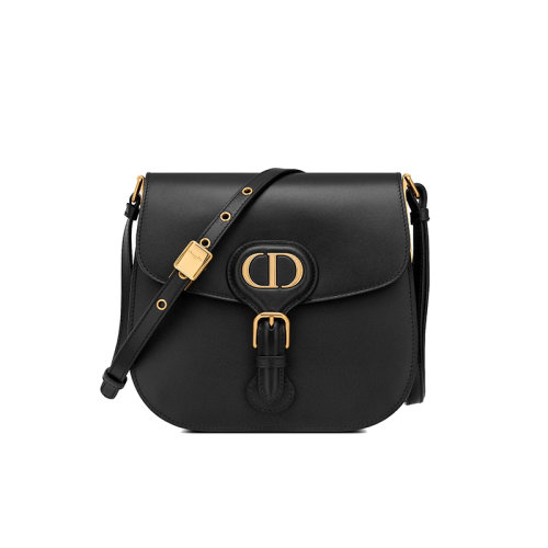 DIOR/迪奧 22新款BOBBY系列 女士黑色牛皮革金扣翻蓋單肩斜挎手提包M9333UMOF_M900