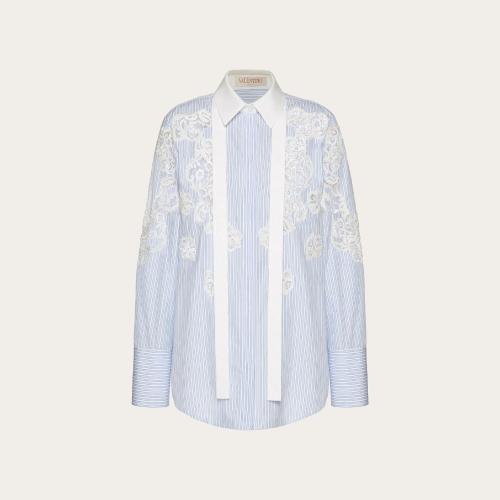  VALENTINO華倫天奴 22年秋冬 女士 長袖襯衫 CHEMISE BRODéE EN DOUBLE STRIPE 1B3AB3S379204