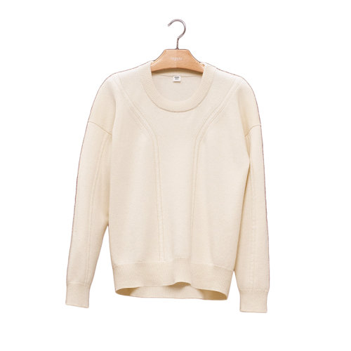 HERMES/愛(ài)馬仕 22年秋冬新款 女士自然白色純羊絨長(zhǎng)袖衛(wèi)衣毛衣H2H2603D1A334