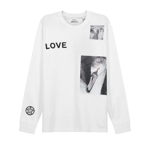 BURBERRY/博柏利 巴寶莉 男裝 圖案LOVE印花 男士時尚白色棉質圓領長袖T恤 80318841