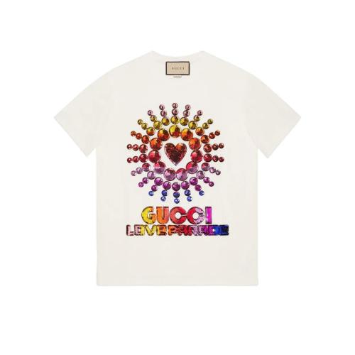  GUCCI古馳 22年秋冬 女士 “Gucci Love Parade”T恤 615044 XJEN4 9088