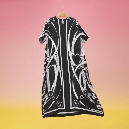  HERMES愛(ài)馬仕 22年秋冬 女士 連衣裙 Caftan classique imprime ??Promenade du Matin Remix